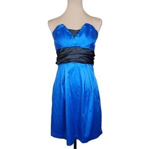 Trixxi Vintage Blue Black Silky Size 7 Dress